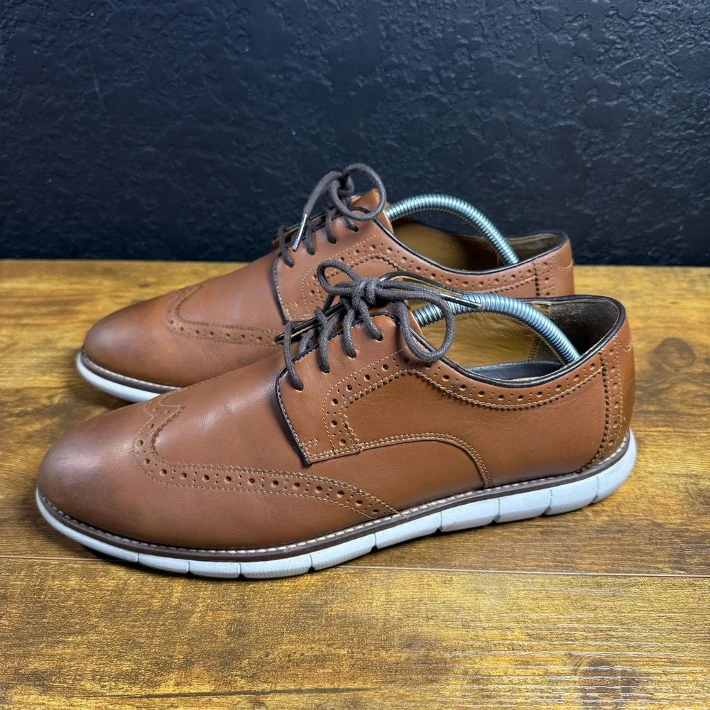 Johnston & Murphy XC4 Prentiss 20-8370 Tan Leather Wingtip Oxford Mens 9.5M